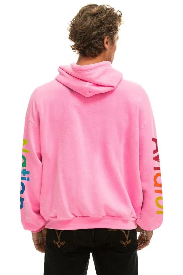 New York City Relaxed Pullover Hoodie 8211 Neon Pink WomenMen Aviator Nation Hoodies