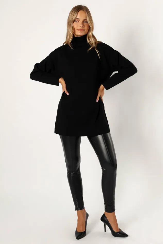 Nico Turtleneck Mini Dress Black Long Sleeve Dresses Petal and Pup Women