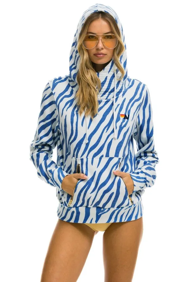 Ninja Pullover Hoodie 8211 Blue Tiger WomenMen Aviator Nation Hoodies