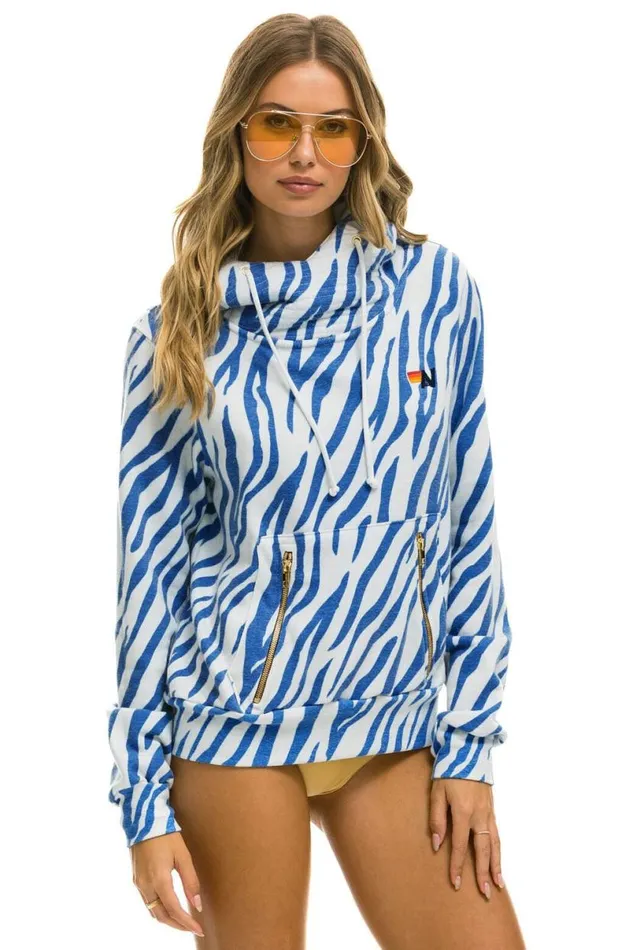 Ninja Pullover Hoodie 8211 Blue Tiger WomenMen Aviator Nation Hoodies