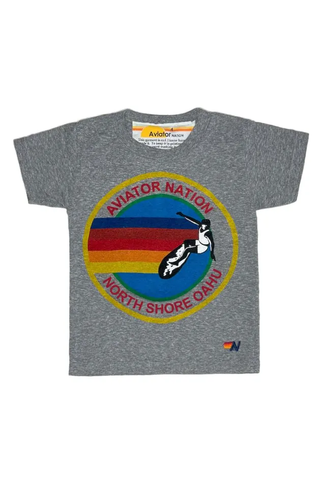 North Shore Tee 8211 Heather Grey Kids Aviator Nation Tees