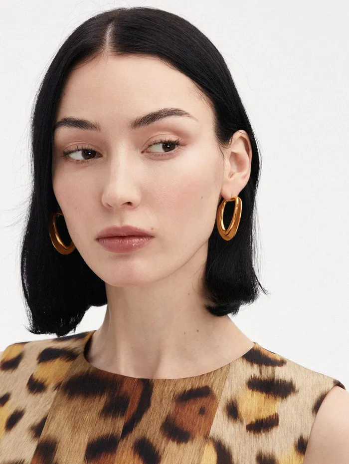 O Disk Hoop Earrings Gold Women Oscar De La Renta Earrings O Disk Hoop Earrings Gold Women Oscar De La Renta Earrings