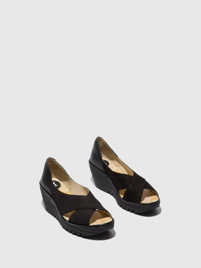 Open Toe Sandals YOMA307FLY CUPIDOMOUSSE BLACK Women Fly London Sandals