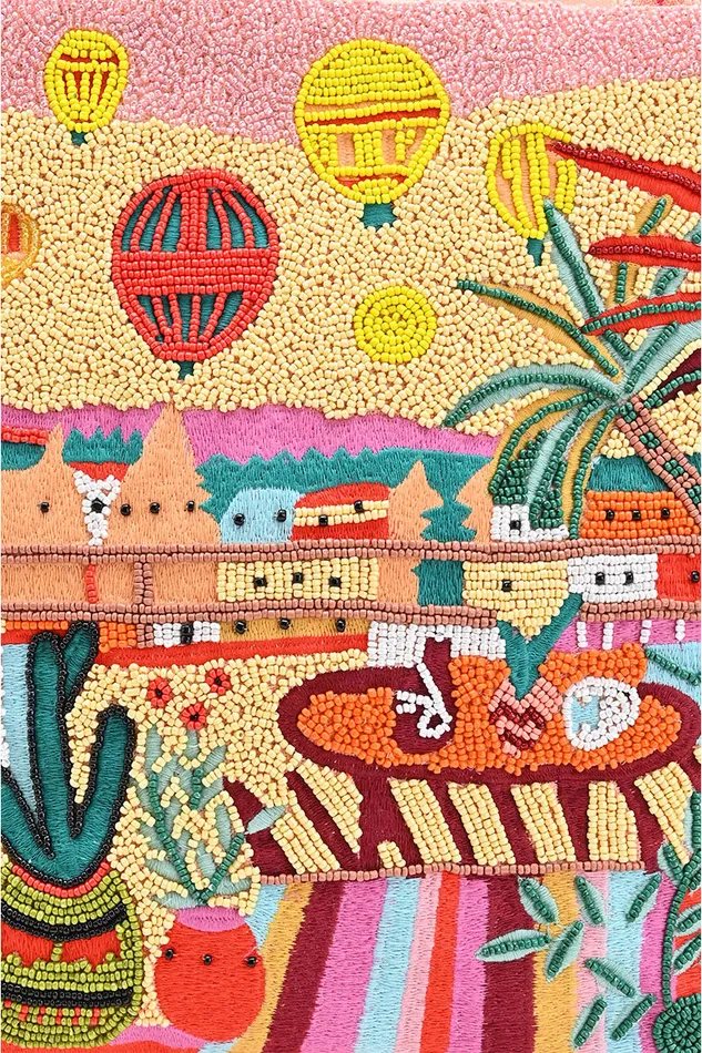Orange Hot Air Balloon Embellished Tote Beach Bags America and Beyond Women