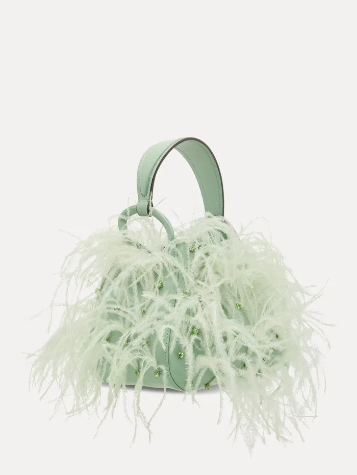Ostrich Feather O Handle Bag Willow Women Oscar De La Renta Handbags