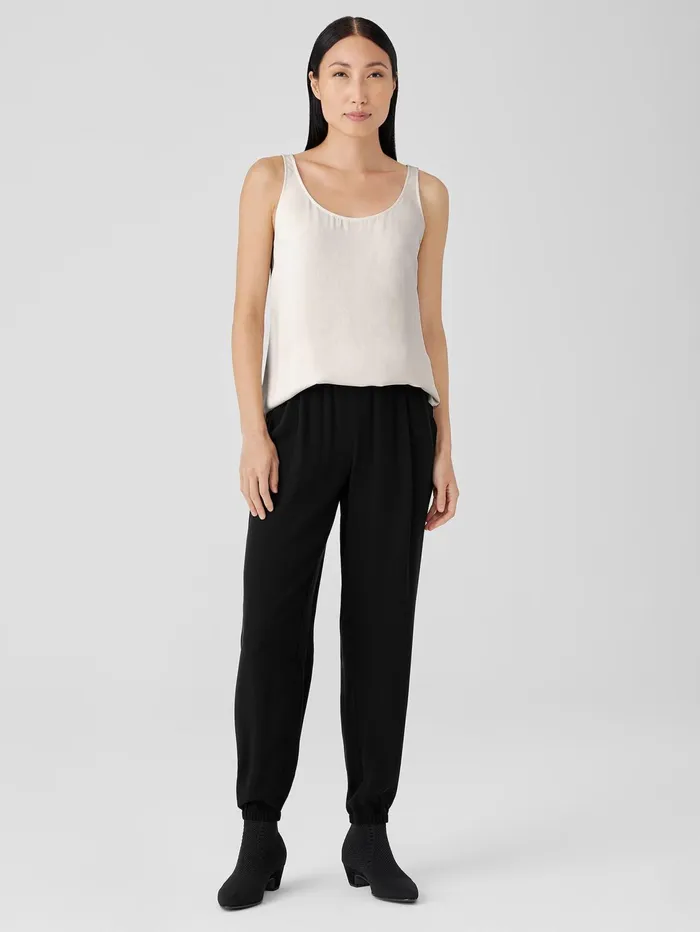 Pants Shorts and Jumpsuits Women Eileen Fisher Silk Georgette Crepe Jogger Pant Black