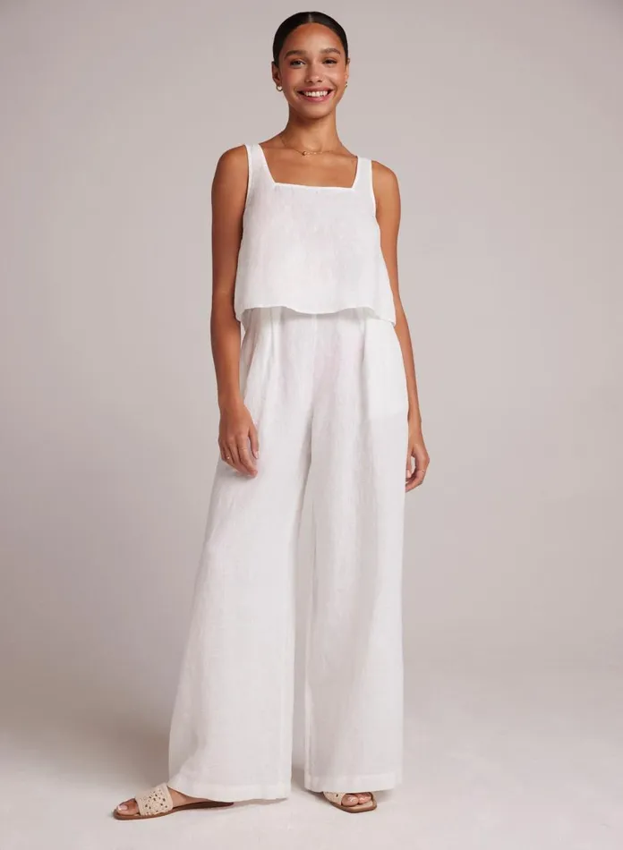Pants Women Bella Dahl High Waisted Linen Pleated Pant White
