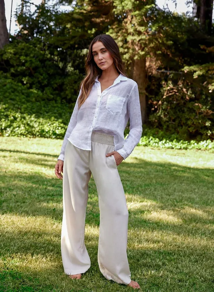 Pants Women Bella Dahl Smocked Waist Wide Leg 8211 Cliffside