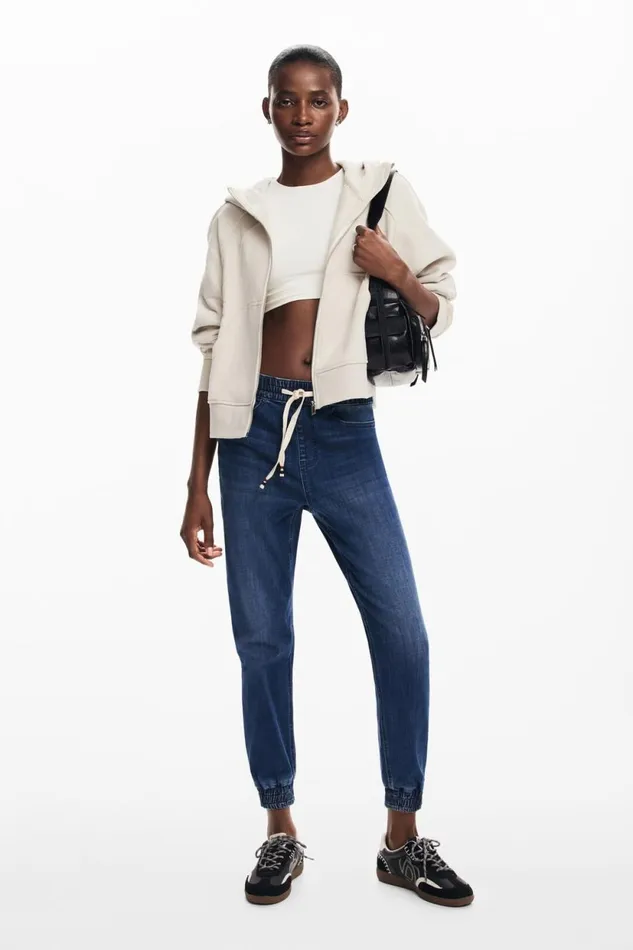 Pants Women Desigual Denim Jogger Pants Blue