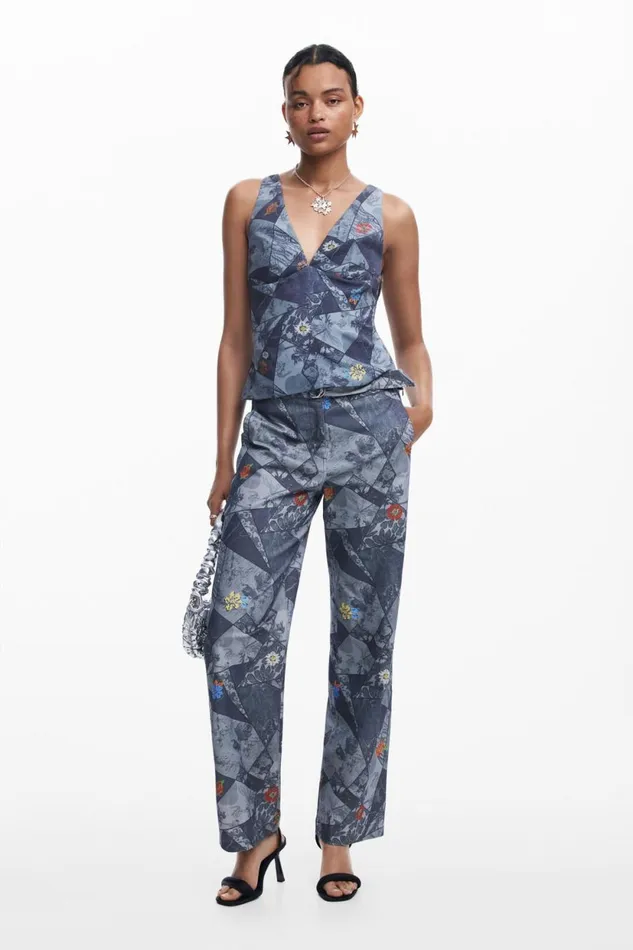 Pants Women Desigual Trousers Blue