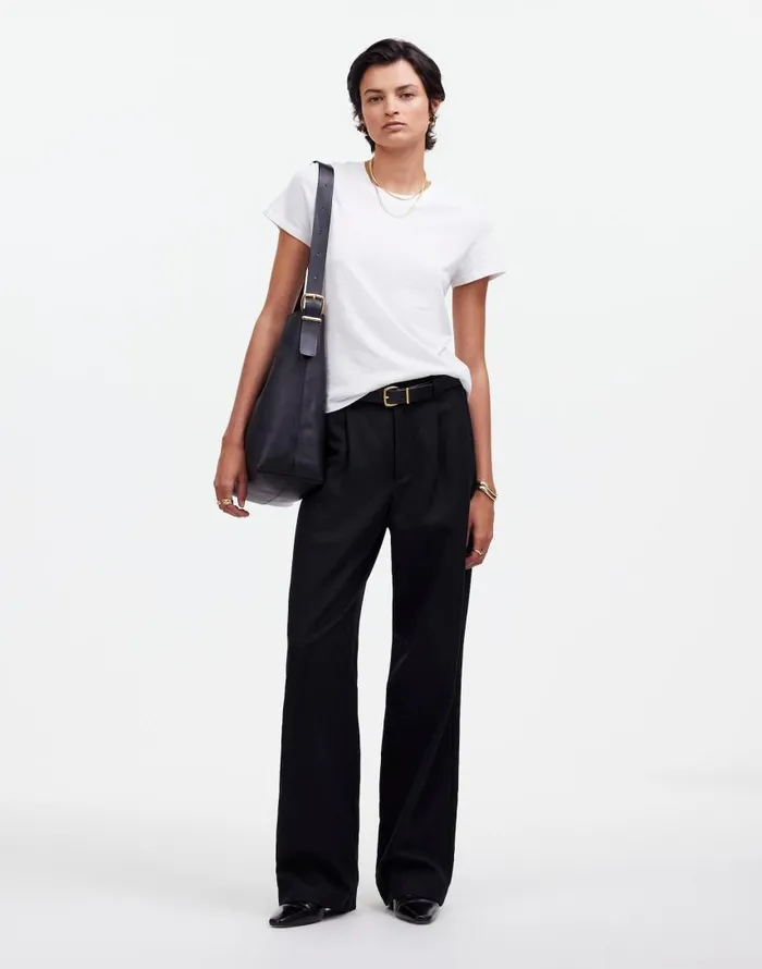 Pants Women Madewell Slouchy Straight Pants In Drapey Twill True Black