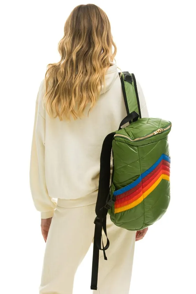 Peak Puffer Backpack 8211 Garden Green Glossy WomenMen Aviator Nation Backpacks