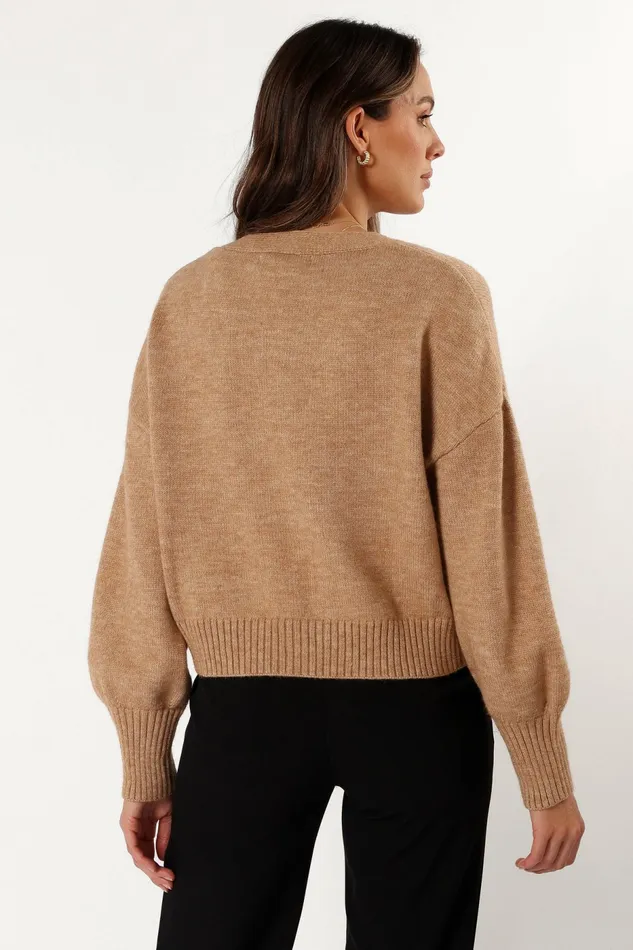 Petal and Pup Isabel Button Front Cardigan Beige Women Loungewear
