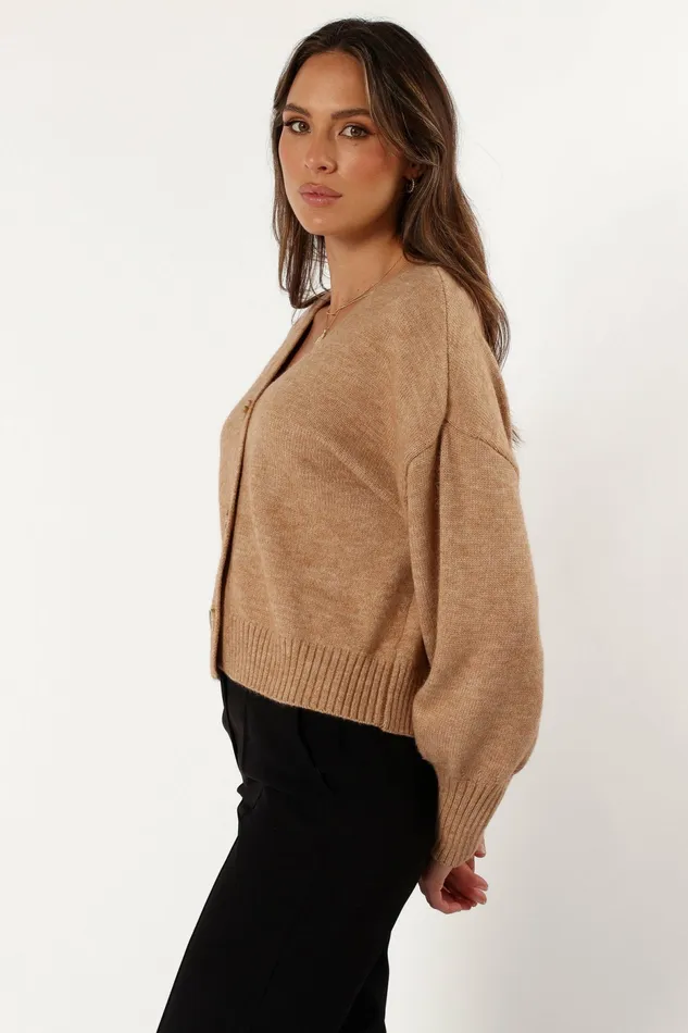 Petal and Pup Isabel Button Front Cardigan Beige Women Loungewear