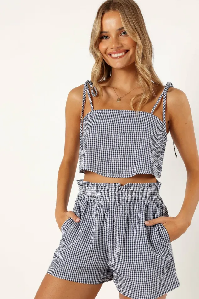 Petal and Pup Matching Sets Women Callum Short Set Navy Gingham