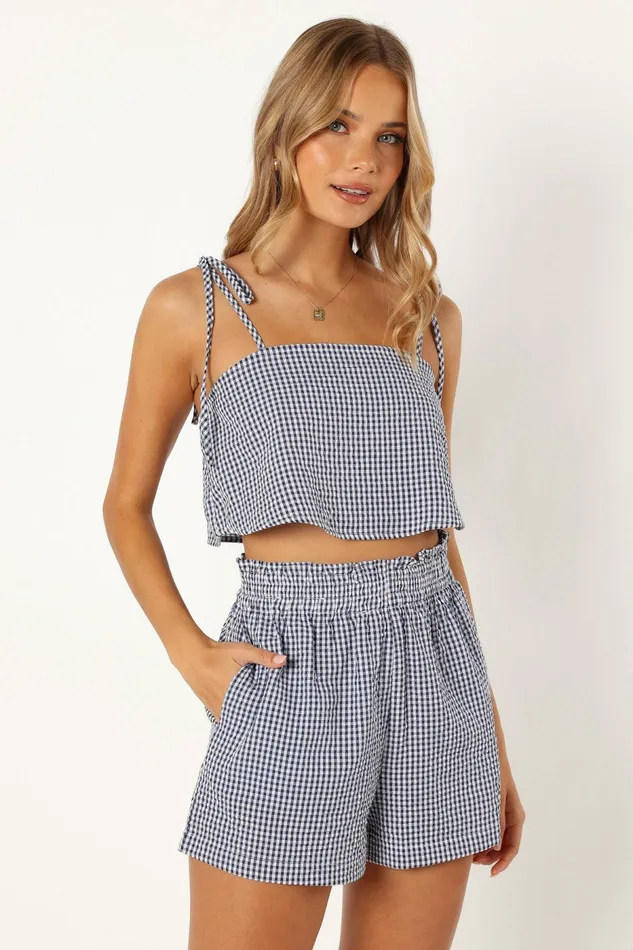 Petal and Pup Matching Sets Women Callum Short Set Navy Gingham