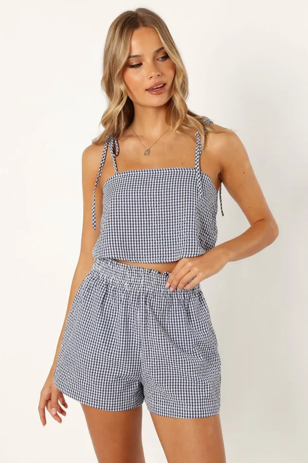 Petal and Pup Matching Sets Women Callum Short Set Navy Gingham