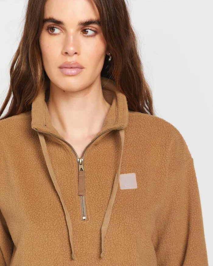 Pheelin Phresh Mock Neck Sweatshirt 8211 Vintage Brown Womens Volcom Hoodies and Sweatshirts