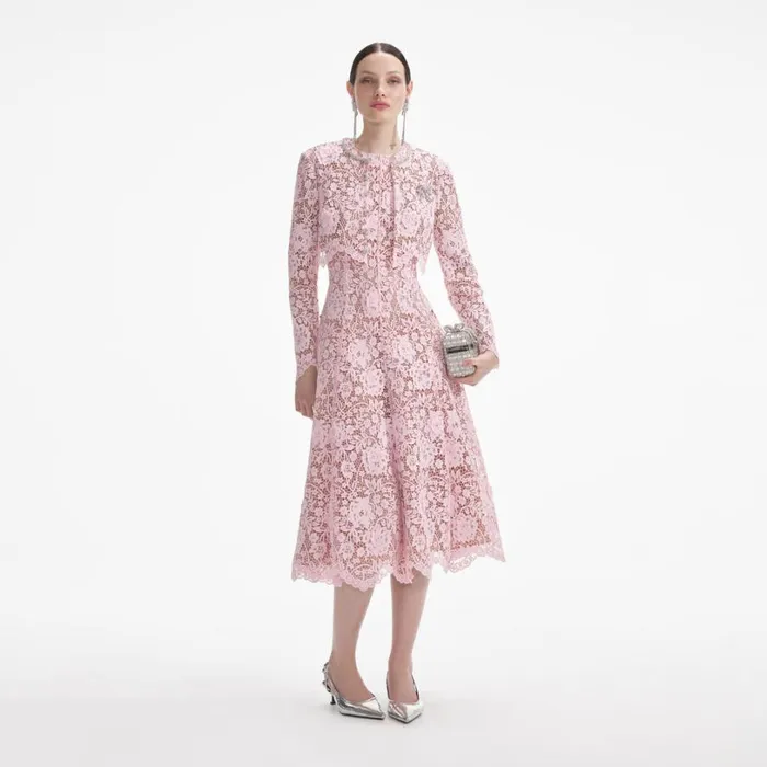 Pink Flower Lace Jacket Women Self Portrait Tops