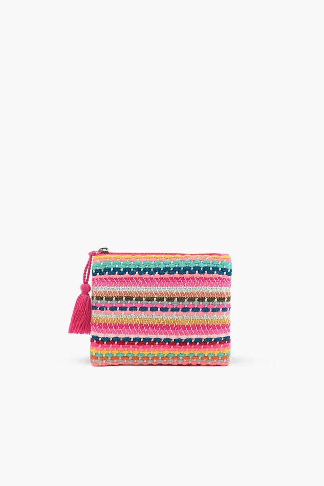 Pink Handwoven Jacquard Coin Bag Women Small Pouches America and Beyond