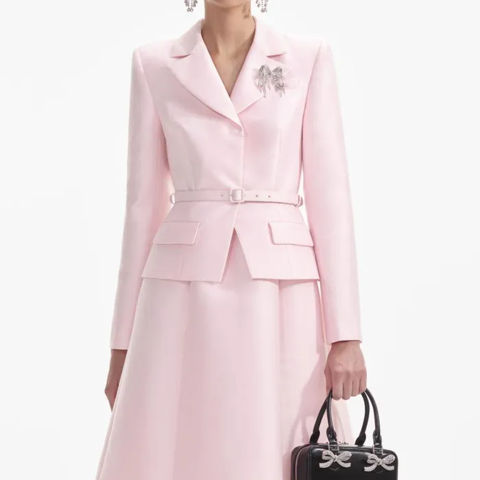 Pink Tailored Taffeta Midi Dress Women Self Portrait Dresses Pink Tailored Taffeta Midi Dress Women Self Portrait Dresses