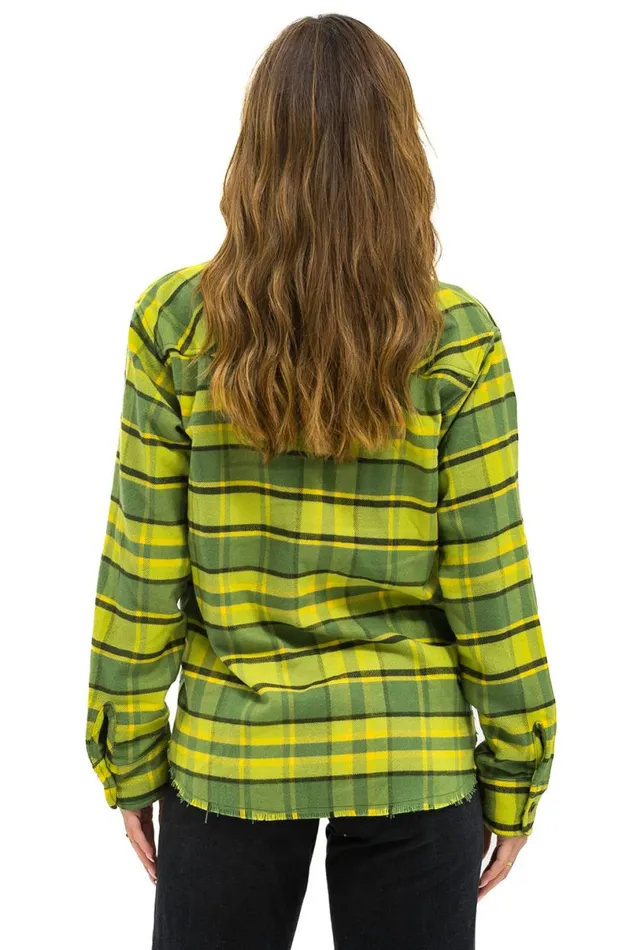 Plaid Flannel Light Weight Unisex Western Shirt 8211 Avocado Plaid Women Aviator Nation Tees