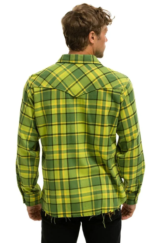 Plaid Flannel Light Weight Unisex Western Shirt 8211 Avocado Plaid Women Aviator Nation Tees