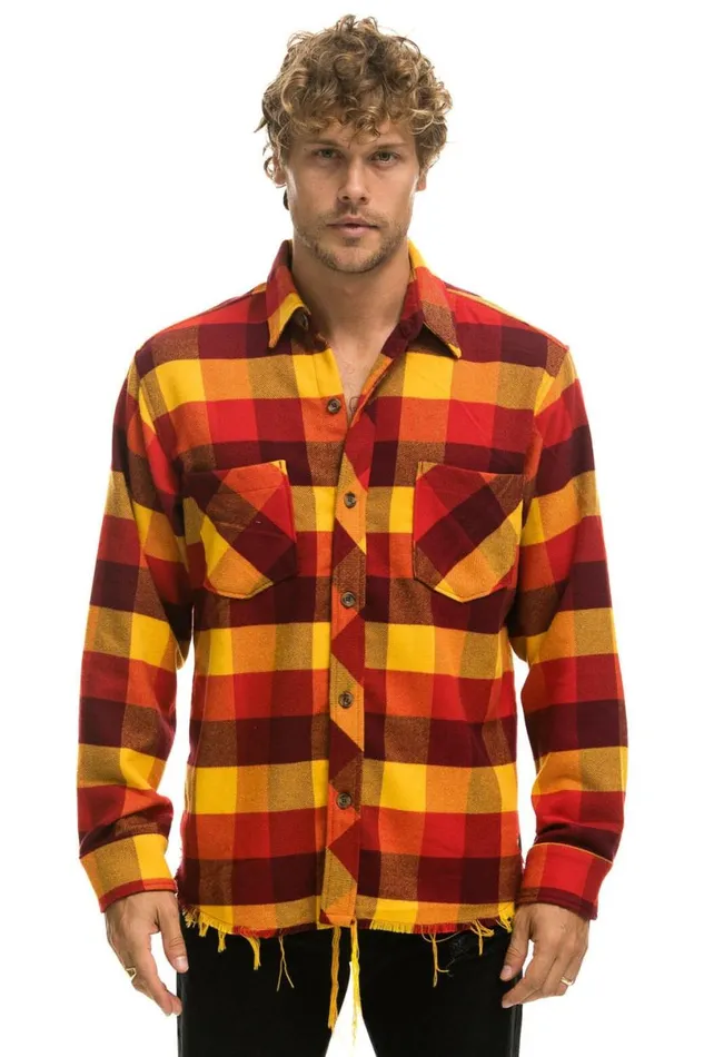 Plaid Flannel Light Weight Unisex Western Shirt 8211 Surfy Plaid Women Aviator Nation Tees