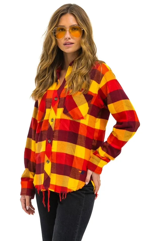 Plaid Flannel Light Weight Unisex Western Shirt 8211 Surfy Plaid Women Aviator Nation Tees
