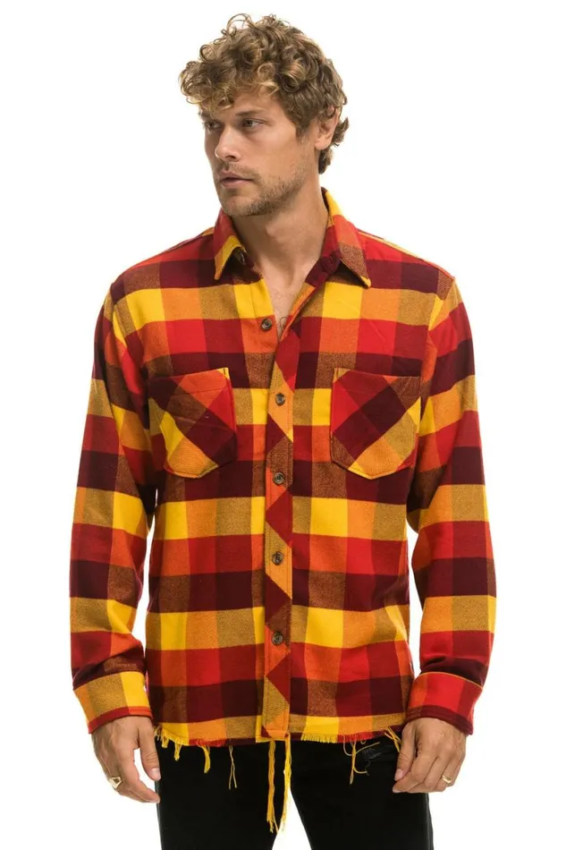 Plaid Flannel Light Weight Unisex Western Shirt 8211 Surfy Plaid Women Aviator Nation Tees