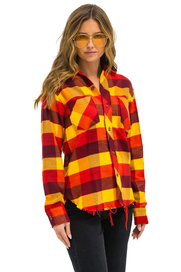 Plaid Flannel Light Weight Unisex Western Shirt 8211 Surfy Plaid Women Aviator Nation Tees