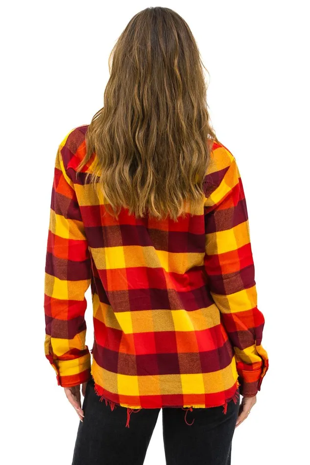 Plaid Flannel Light Weight Unisex Western Shirt 8211 Surfy Plaid Women Aviator Nation Tees