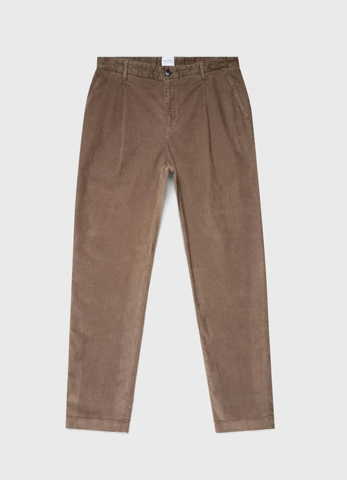 Pleated Corduroy Trouser Dark Stone Men SUNSPEL Pants