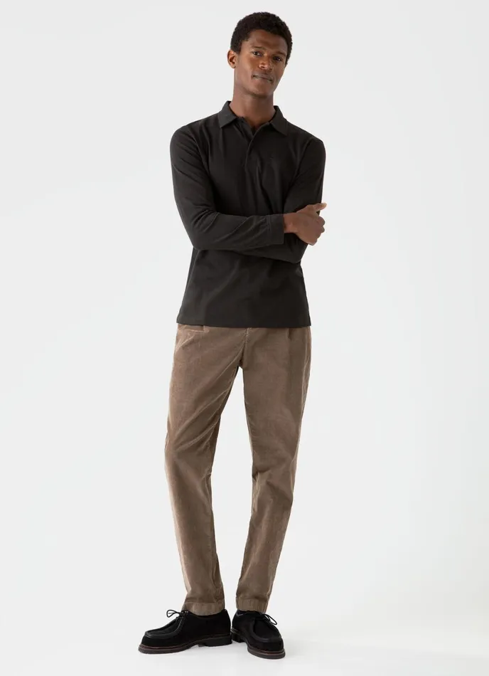 Pleated Corduroy Trouser Dark Stone Men SUNSPEL Pants