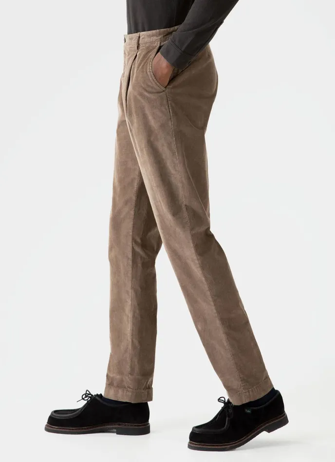 Pleated Corduroy Trouser Dark Stone Men SUNSPEL Pants