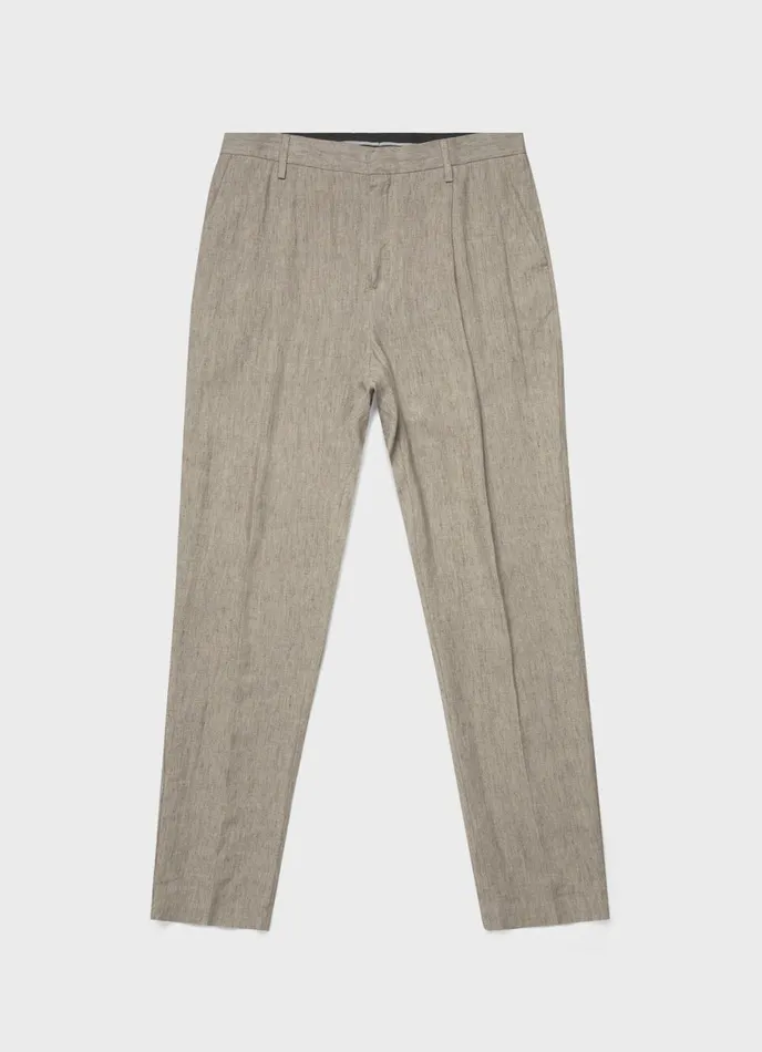 Pleated Linen Trouser Dark Stone Men SUNSPEL Pants
