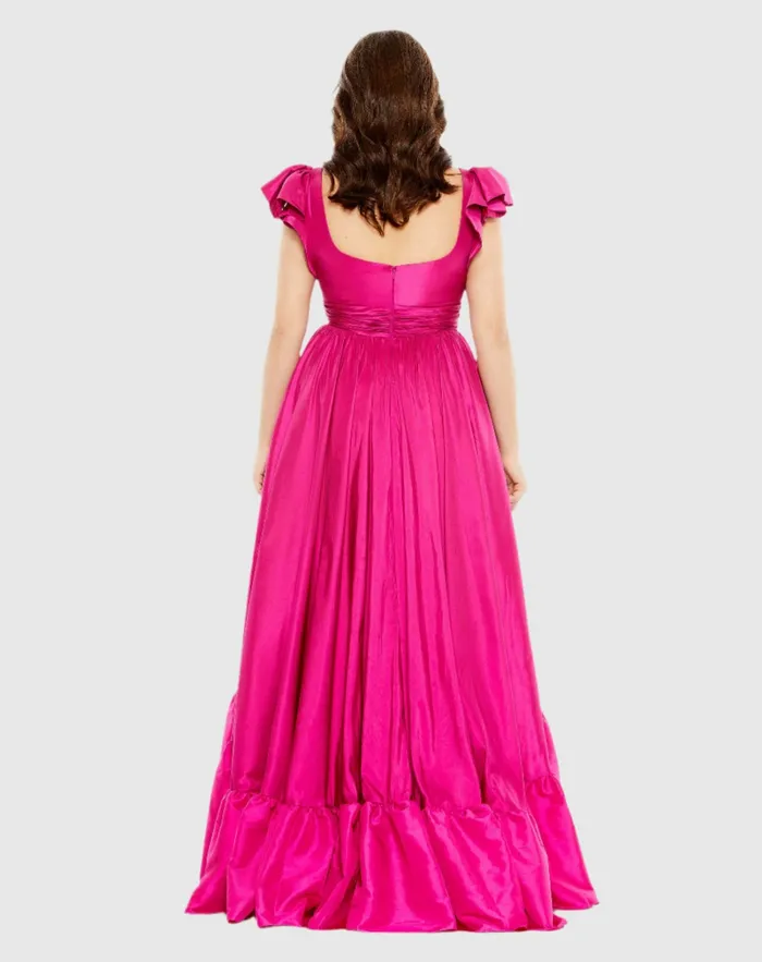 Plus Size Dresses Flutter Sleeve A Line High Low Ruffle Hem Gown Plus Magenta Mac Duggal Women Plus Size Dresses Flutter Sleeve A Line High Low Ruffle Hem Gown Plus Magenta Mac Duggal Women