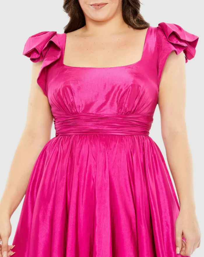 Plus Size Dresses Flutter Sleeve A Line High Low Ruffle Hem Gown Plus Magenta Mac Duggal Women Plus Size Dresses Flutter Sleeve A Line High Low Ruffle Hem Gown Plus Magenta Mac Duggal Women