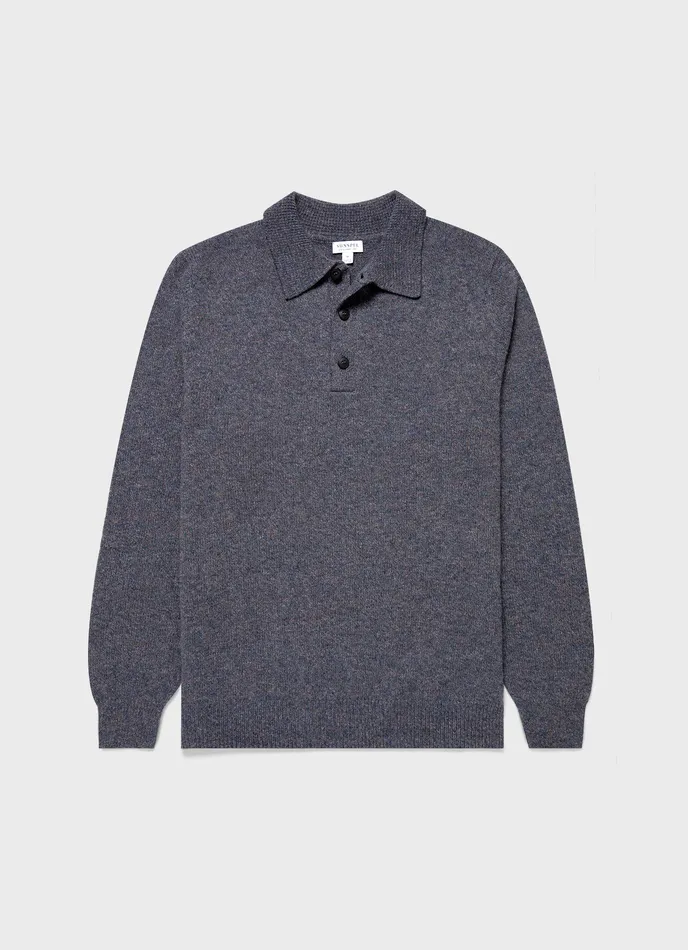 Polo Shirts Lambswool Polo Shirt Slate Blue Twist 8211 ussunspel Men