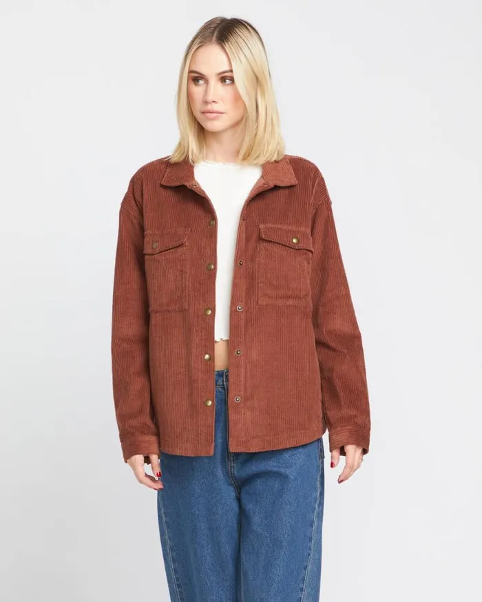 Power Chord Shacket 8211 Chestnut Brown Womens Volcom Jackets