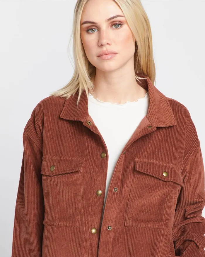 Power Chord Shacket 8211 Chestnut Brown Womens Volcom Jackets