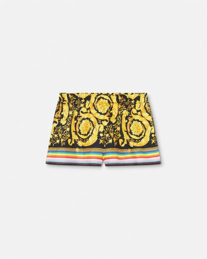 Pride Barocco Silk Boxer Short Blackprint Women Versace Pants and Shorts