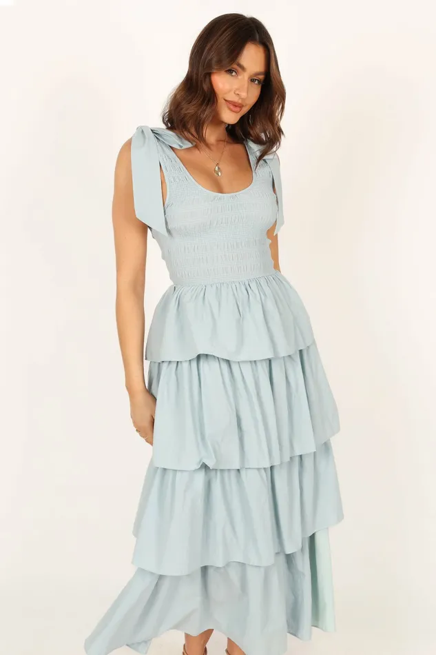 Raphael Tiered Maxi Dress Blue Event Dresses Petal and Pup Women