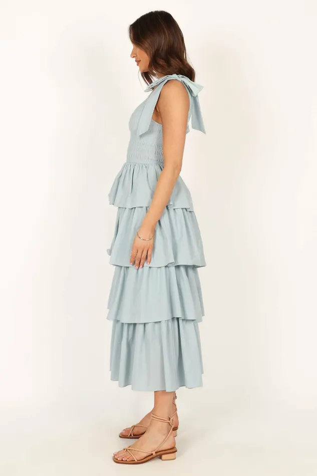Raphael Tiered Maxi Dress Blue Event Dresses Petal and Pup Women