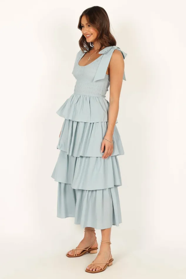 Raphael Tiered Maxi Dress Blue Event Dresses Petal and Pup Women