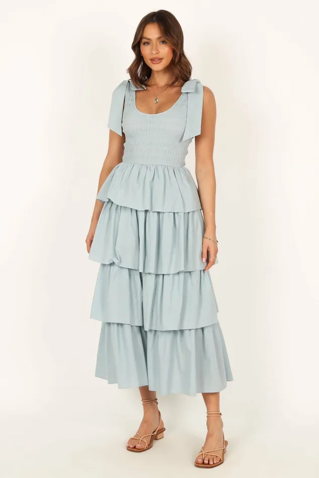 Raphael Tiered Maxi Dress Blue Event Dresses Petal and Pup Women