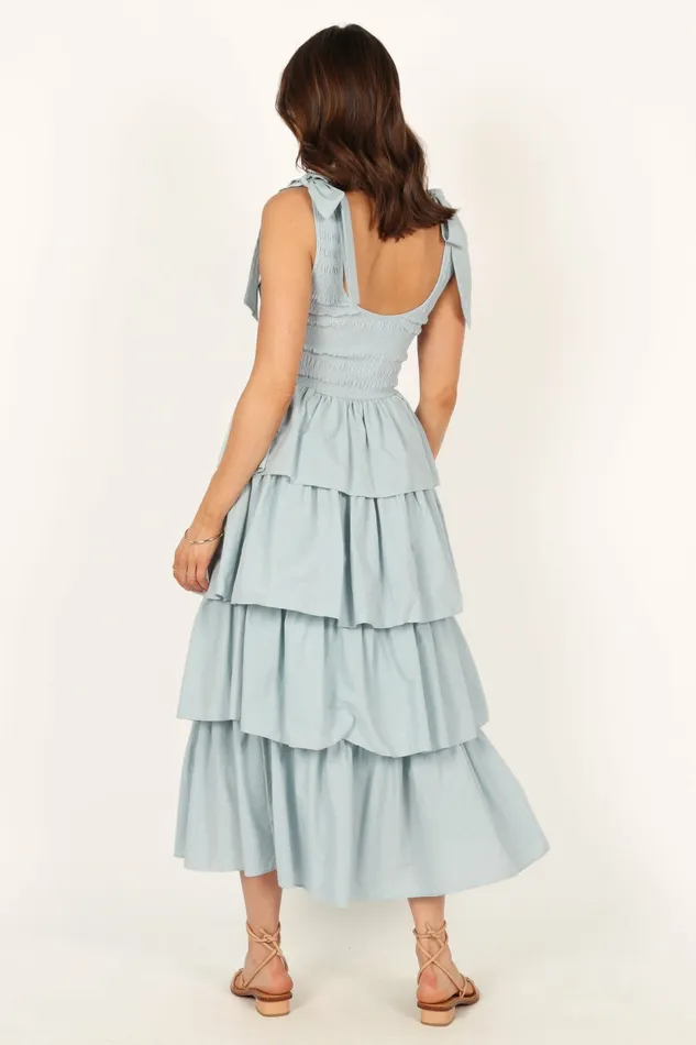 Raphael Tiered Maxi Dress Blue Event Dresses Petal and Pup Women