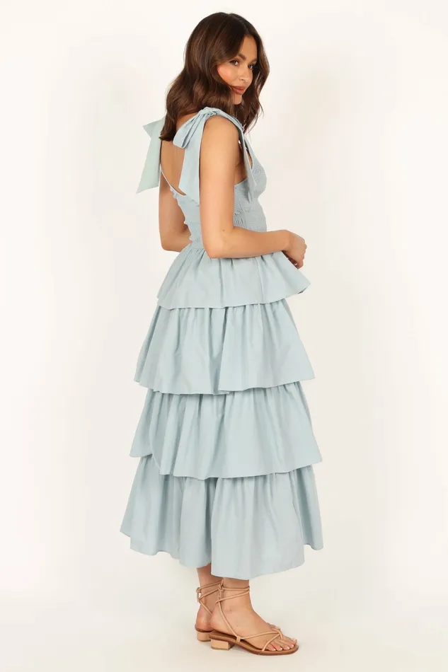 Raphael Tiered Maxi Dress Blue Event Dresses Petal and Pup Women