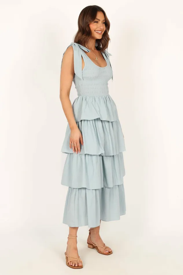 Raphael Tiered Maxi Dress Blue Event Dresses Petal and Pup Women