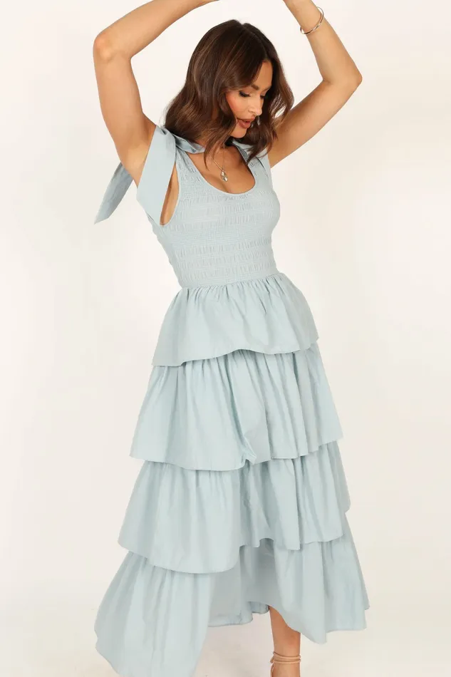 Raphael Tiered Maxi Dress Blue Event Dresses Petal and Pup Women